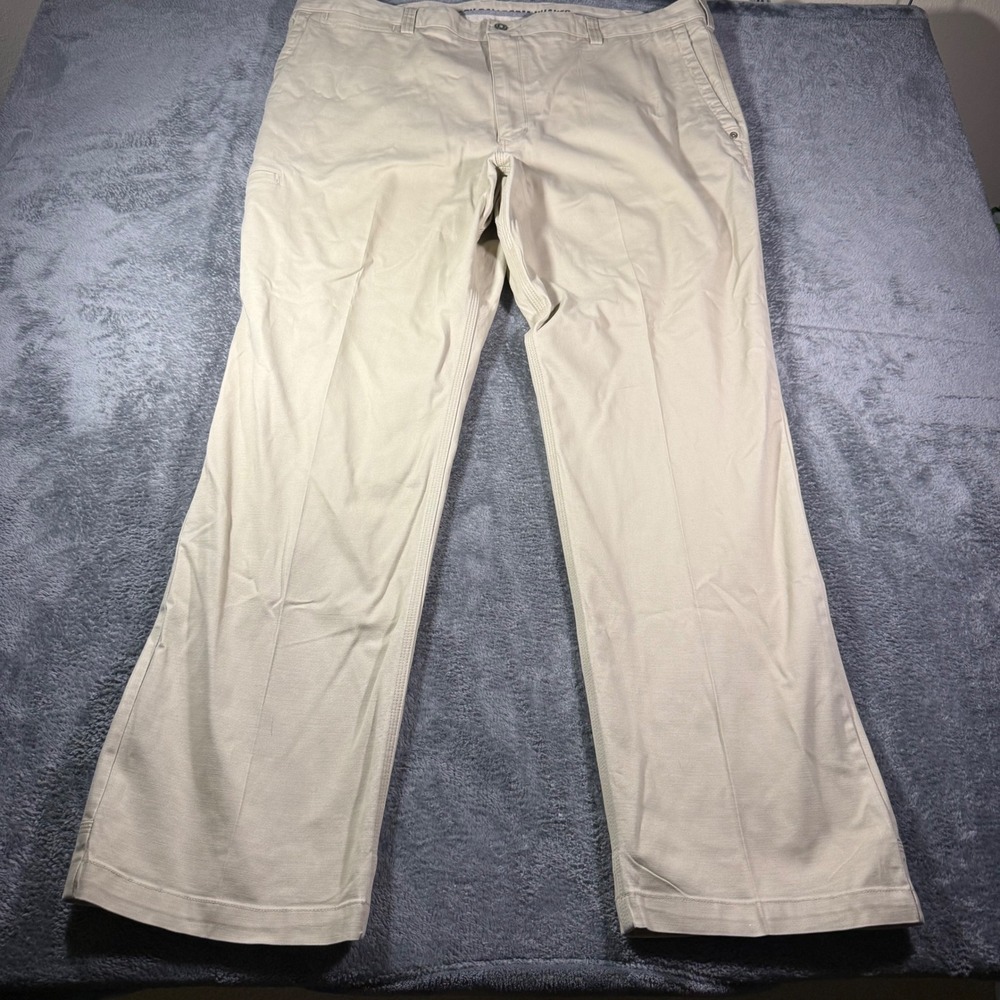 Duluth Trading Co Flex Ballroom Khakis Tan Straight Leg Work Pants Mens 45x31